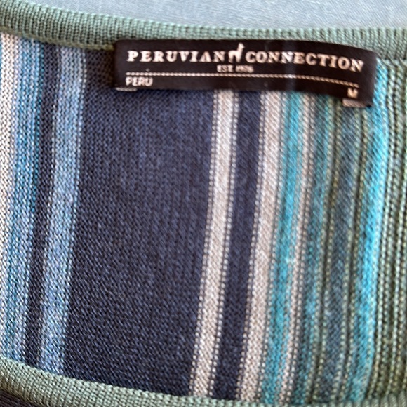 Peruvian Connection-Lightweight, Striped, Woven,  Blue & Green Midi/Maxi… - Picture 3 of 5